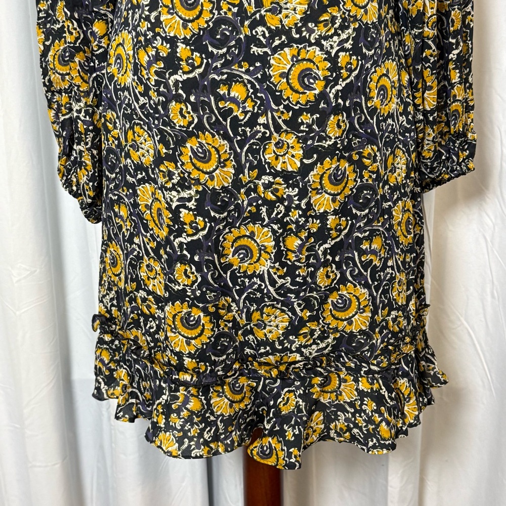 Veronica Beard Ida Silk Floral Mini Dress Ruffle Boho Womens 8 - Picture 8 of 15